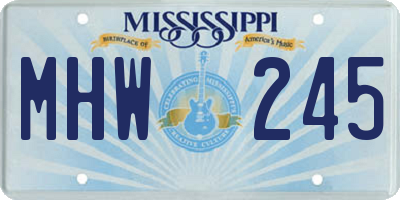 MS license plate MHW245
