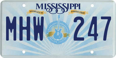 MS license plate MHW247