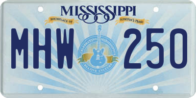 MS license plate MHW250