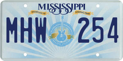 MS license plate MHW254