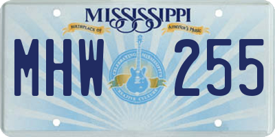 MS license plate MHW255