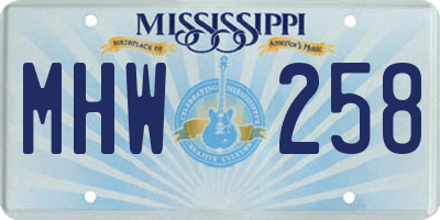 MS license plate MHW258