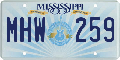 MS license plate MHW259