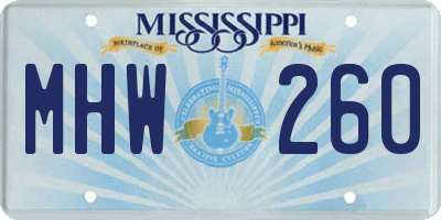 MS license plate MHW260