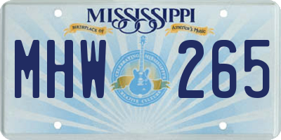 MS license plate MHW265