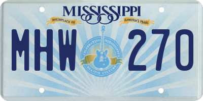 MS license plate MHW270
