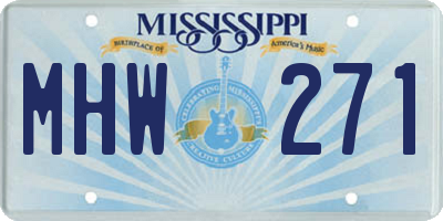 MS license plate MHW271