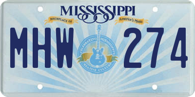 MS license plate MHW274