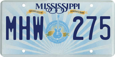MS license plate MHW275