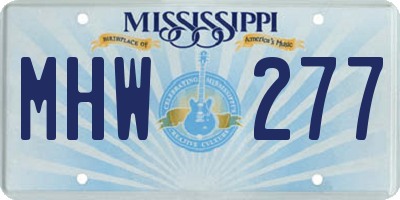 MS license plate MHW277