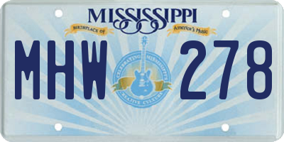 MS license plate MHW278