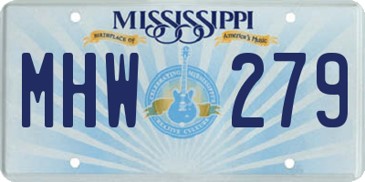 MS license plate MHW279