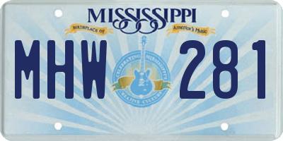 MS license plate MHW281