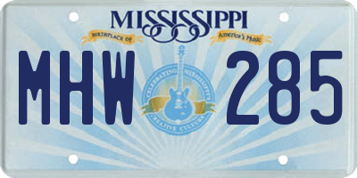 MS license plate MHW285