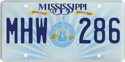 MS license plate MHW286