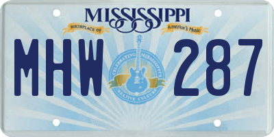 MS license plate MHW287