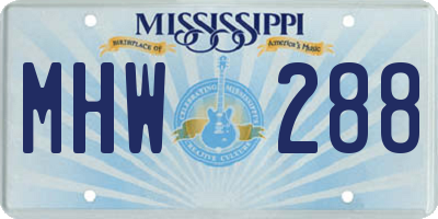 MS license plate MHW288