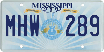 MS license plate MHW289