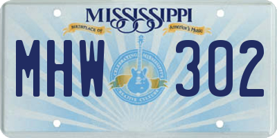 MS license plate MHW302