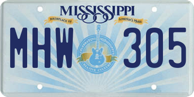 MS license plate MHW305