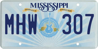 MS license plate MHW307