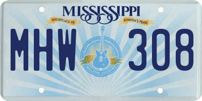 MS license plate MHW308