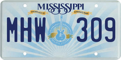 MS license plate MHW309