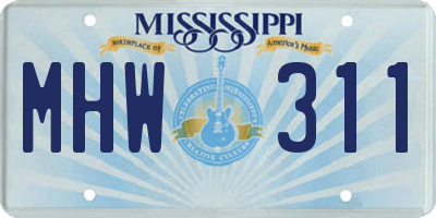 MS license plate MHW311