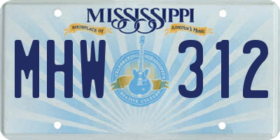 MS license plate MHW312
