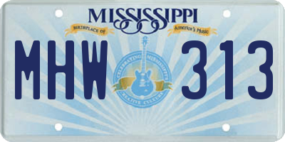 MS license plate MHW313