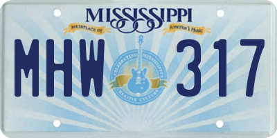 MS license plate MHW317