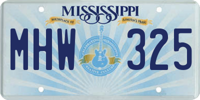 MS license plate MHW325