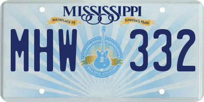 MS license plate MHW332