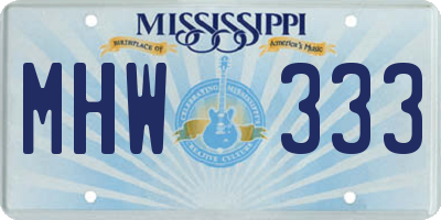 MS license plate MHW333