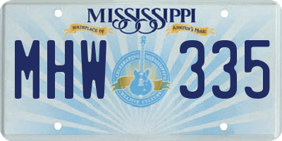 MS license plate MHW335