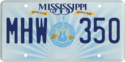 MS license plate MHW350