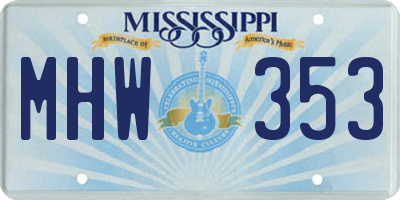 MS license plate MHW353