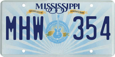 MS license plate MHW354