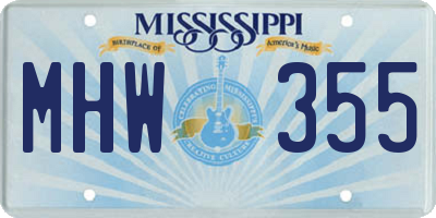 MS license plate MHW355