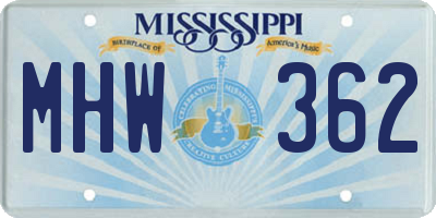 MS license plate MHW362