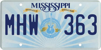 MS license plate MHW363