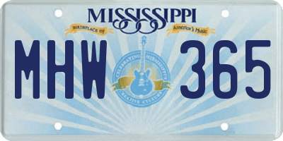 MS license plate MHW365