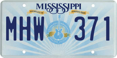 MS license plate MHW371