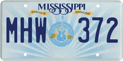 MS license plate MHW372