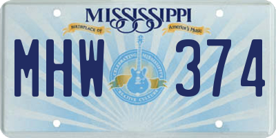 MS license plate MHW374