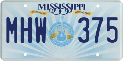 MS license plate MHW375