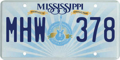 MS license plate MHW378