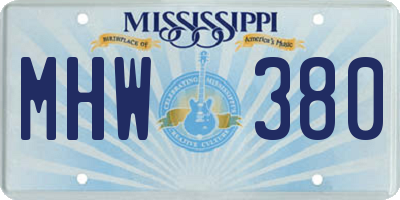 MS license plate MHW380