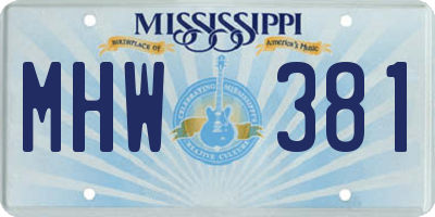 MS license plate MHW381