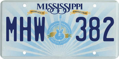 MS license plate MHW382